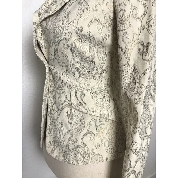 Bebe Jacket Blazer Single Breast Print Metallic Lined - Picture 5 of 11